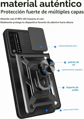 Vista 6 de Funda para T-Mobile REVVL V Plus 5G con [2 unidades] Protector de pantalla de vidrio templado, para TCL T-Mobile Revvl V+ 5G [grado militar] Negro