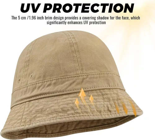 Vista 5 de Clakllie Sombreros de pescador para mujeres y hombres, sombrero de sol de algodón lavado, gorra de pesca, senderismo, plegable, para verano, al aire