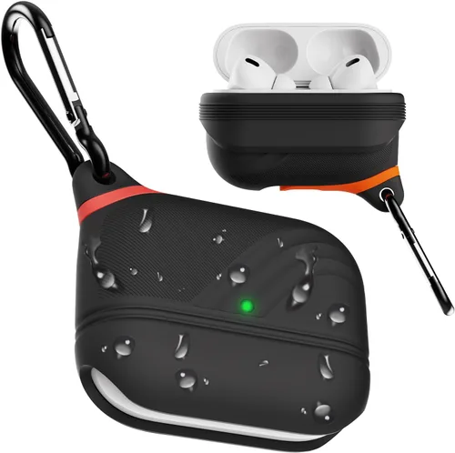Vista 12 de Funda para AirPods Pro, funda de silicona impermeable para AirPods Pro 2, protección impermeable, portátil, para USB-C/inalámbrico, antipérdida, una