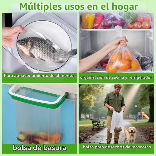 Vista 6 de Bolsas de almacenamiento de alimentos, 10" x 14" bolsas de plástico para productos en un rollo, bolsa de plástico transparente para alimentos