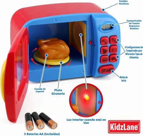 Vista 3 de Kidzlane Horno de microondas, Juguete para Niños, Accesorios de cocina de juguete Pretend Play