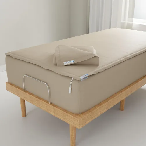 Vista 23 de QuickZip Paquete de Repuesto Fitted Plus: 1 Sábana Bajera (Base + Sábana con Cremallera) y 1 Sábana con Cremallera - Fácil de Cambiar, No se Sale