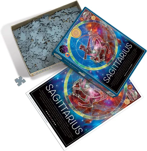 Vista 3 de Cobble Hill - Rompecabezas del zodiaco de 500 piezas, Sagitario, póster de muestra incluido