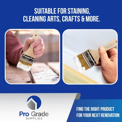 Vista 3 de Pro Grade Brochas para virutas de 2.5 pulgadas, pinceles de pintura desechables, para manchas, paquete de 24 Cerda natural, mango de madera