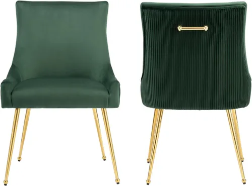 Vista 13 de adochr Juego de 2 sillas de comedor de terciopelo con patas de metal dorado 2-Azul oscuro