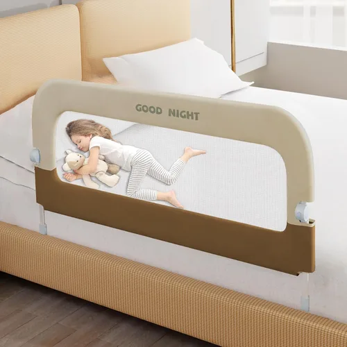 Vista 12 de Riel de cama para niños pequeños, rieles de cama de 31 pulgadas Beige con caqui