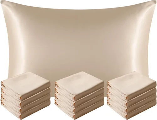 Vista 35 de NTBAY Paquete de 2 fundas de almohada estándar de satén para cabello y piel, lujosas y sedosas fundas de almohada con cierre de sobre, 20 x 26