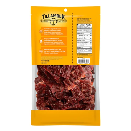 Vista 2 de Tillamook Country Smoker Carne Seca de Res Ahumada con Madera Dura Real, Glaseada con Miel, 10 Onzas
