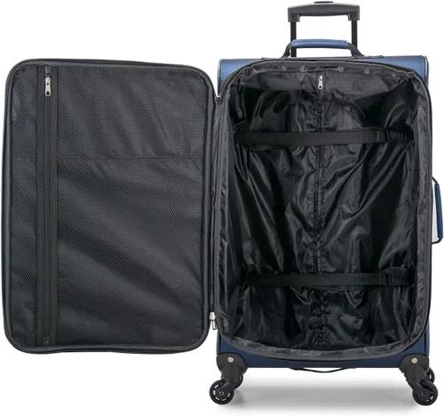 Vista 3 de U.S. Traveler Aviron Bay - Equipaje extensible con ruedas giratorias, Azul marinoflor y brillo), US08125N