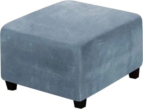 Vista 28 de ADPON Fundas otomanas cuadradas de terciopelo para otomanas, fundas protectoras para reposapiés cuadrados, fundas protectoras para taburetes de Beige