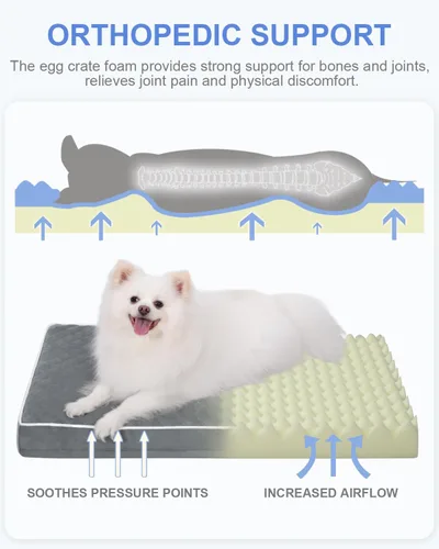 Vista 3 de KSIIA Cojín para Cama de Perro para Jaula Impermeable para Perros Pequeños con Funda Extraíble y Lavable, Espuma Tipo Caja de Huevos y Fondo