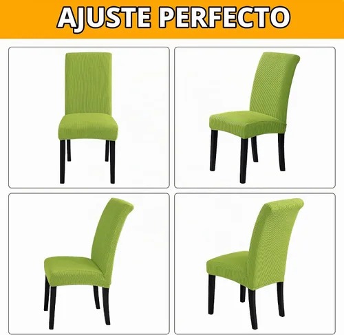 Vista 4 de Juego de 2 fundas para sillas de comedor, fundas elásticas para sillas de comedor, fundas para sillas de cocina de jacquard texturizadas, decoración