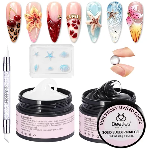 Vista 17 de Beetles - Gel de uñas sólido constructor, gel transparente 3D de 1.06 onzas para esculpir, gel de construcción de gel duro con polvo de uñas 0 - A