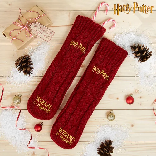 Vista 3 de Harry Potter Regalos para mujeres y adolescentes, calcetines pantuflas, talla 4-9, calcetines antideslizantes con forro polar, suaves, cálidos