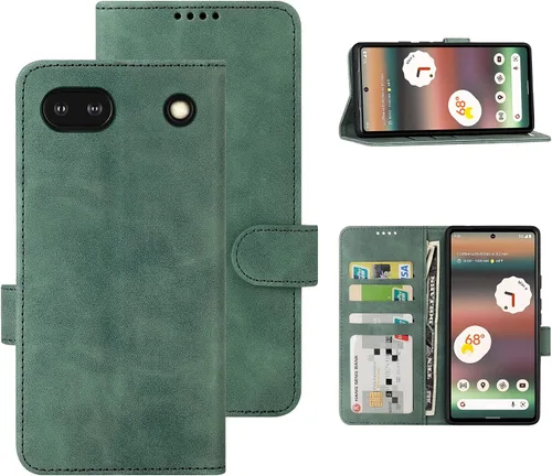 Vista 10 de Funda tipo cartera con tapa para Google Pixel 6a, [piel sintética + parachoques de TPU] [3 ranuras para tarjetas] [función de soporte]