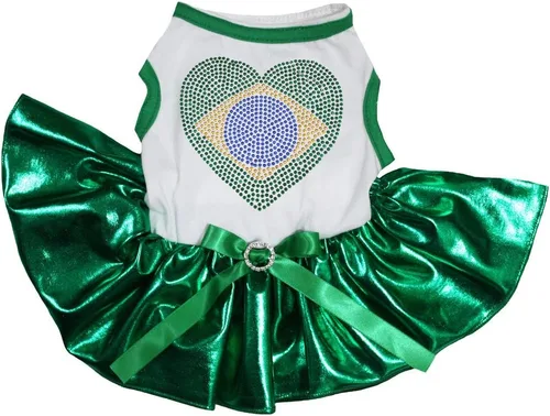 Vista 3 de petitebella cachorro perro ropa nacional corazón tema mascota vestido, XS, Australia