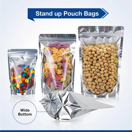 Vista 6 de Paquete de 200-100 bolsas de Mylar medianas y grandes - Bolsas frontales transparentes de pie