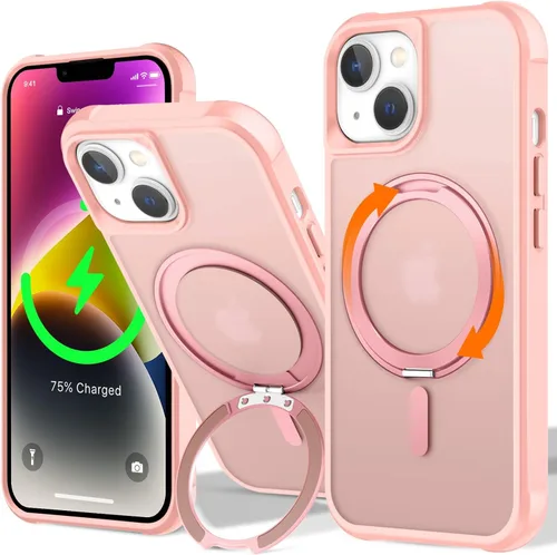 Vista 15 de UMIONE - Funda con diseño de anillo magnético giratorio de 360° para iPhone 11, soporte de bucle invisible integrado, compatible con Magsafe, funda