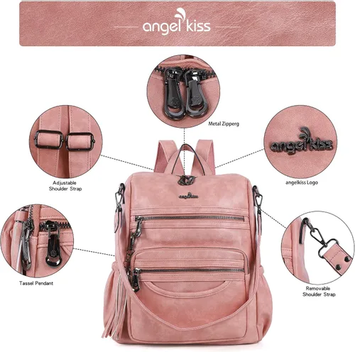 Vista 44 de Bolsos mochila monedero de piel sintética para mujer, bolsas con zíper, mochilas de hombro casuales