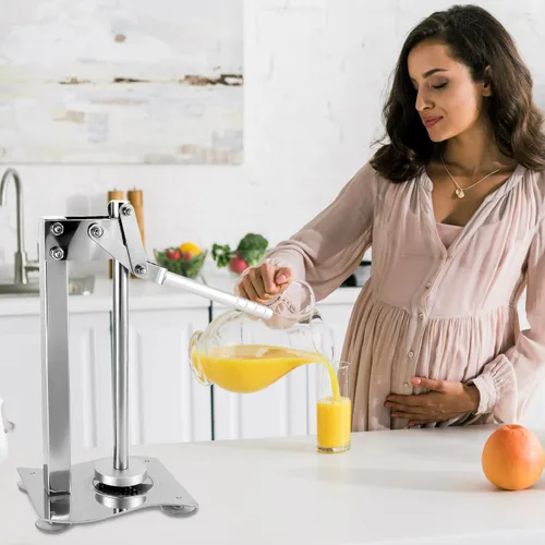 Vista 7 de QWORK Exprimidor de limón de escritorio manual resistente, 304 de acero inoxidable multifuncional naranja Juicer fruta y nueces trituradora
