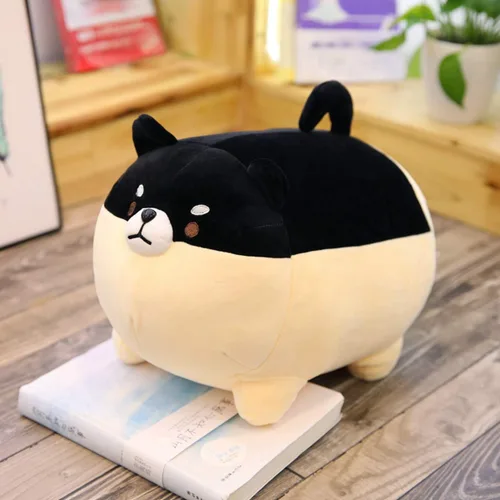 Vista 2 de EHOTONG Almohadas de peluche de perro Shiba Inu, juguete de peluche de animal Corgi para abrazar, regalos para niña y niño (negro, 30 cm)