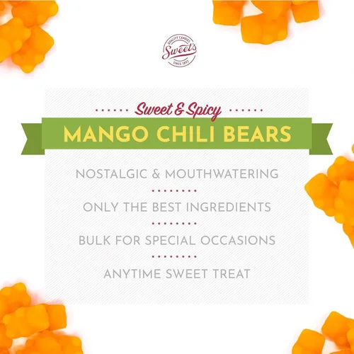 Vista 2 de Sweet Candy Company Mango Chili Bears Candy, Ositos de Goma, bolsa de 16