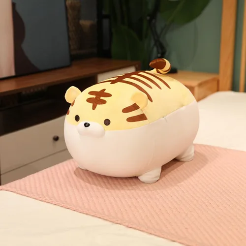 Vista 2 de Almohada suave de peluche de tigre amarillo de 16 pulgadas, bonita almohada de peluche de animal tigre, muñeca de tigre, juguete para niños