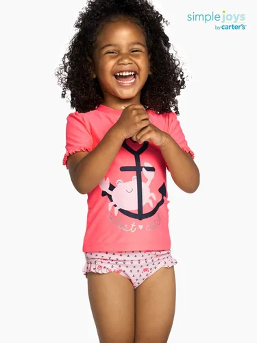 Vista 3 de Simple Joys by Carter's Toddlers and Baby Girls' 2-Piece Assorted Rashguard Sets