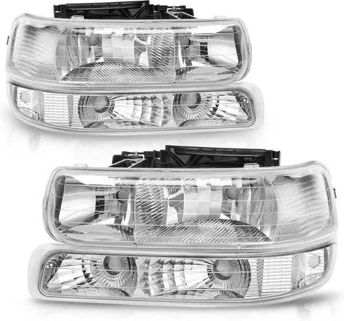 Vista 17 de AUTOSAVER88 - Conjunto de faros delanteros compatible con Chevy Silverado 99-02, color negro También compatible con Chevy Suburban/Tahoe