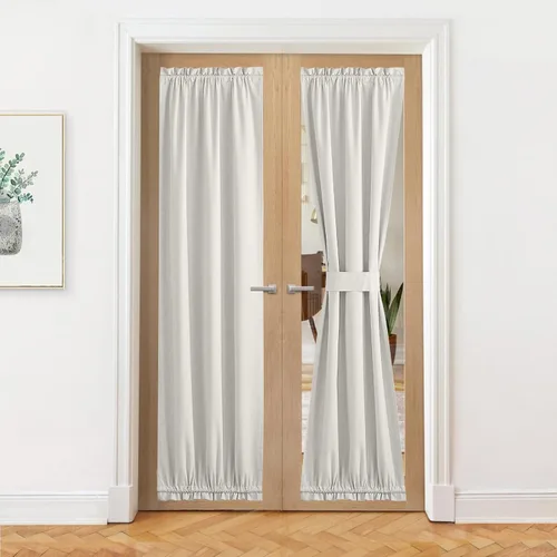 Vista 72 de NICETOWN Cortinas de Lino para Puerta Lateral - Cortinas Opacas con Aislamiento Térmico para Puerta Delantera Francesa para Sombra Pequeña