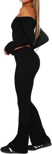 Vista 3 de Hafailia Leggings casuales y suaves para mujer, ajustados, doblados sobre la cintura, pantalones de yoga