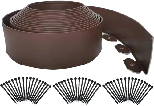 Vista 13 de Bordes de jardín de 1.5 pulgadas x 98 pies, bordes de paisaje negro con 150 estacas de plástico, valla flexible de bricolaje para paisajismo, cama