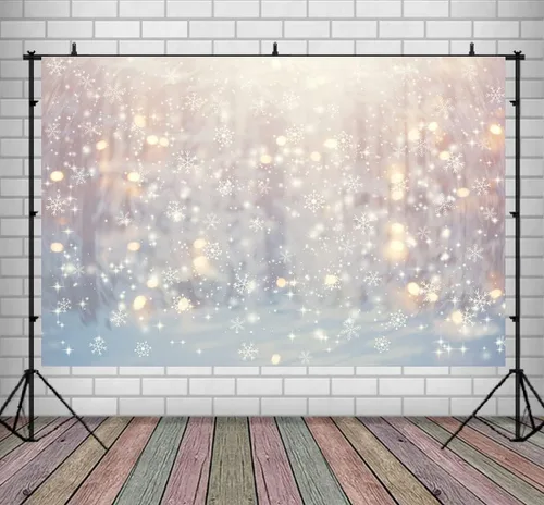 Vista 12 de Lofaris - Fondo de Navidad de Copo de Nieve Blanco Maravilloso de Invierno, Brillo de Navidad, Bokeh, Nieve, Decoraciones de Fiesta Familiar