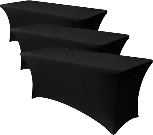 Vista 57 de Obstal - Mantel de mesa de elastano elástico de 4 pies para mesas plegables, paquete de 2, aguamarina Protector de mantel rectangular universal