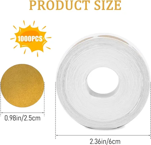 Vista 2 de 1000 calcomanías para rascar, redondas doradas, personalizadas, calcomanías para rascar, calcomanías para raspar para bricolaje, calcomanías