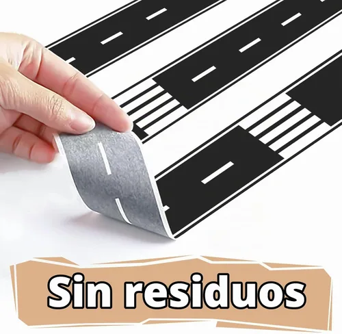 Vista 4 de Piokio - Cinta de carretera para niños, 2 rollos de cinta de pista negra