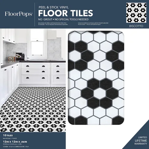 Vista 10 de FloorPops FP3931 Azulejos negros Biscotto adhesivos para el suelo