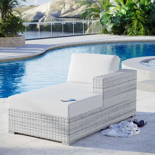 Vista 37 de Modway Convene - Otomana rectangular de mimbre para patio al aire libre, color gris claro
