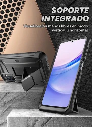 Vista 3 de SUPCASE - Funda para Samsung Galaxy A16 con protector de pantalla, color negro Built-in Kickstand, Rotating Belt-Clip, Military-Grade Drop