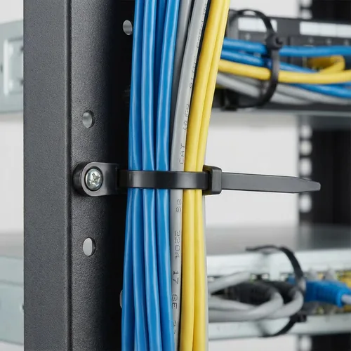 Vista 5 de Bridas para cables con orificios para tornillos, bridas de cremallera negras de 8 pulgadas, resistencia a la tracción de 75 libras, resistente a