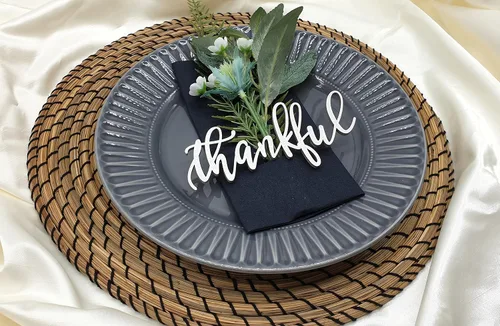 Vista 7 de Tarjetas de lugar agradecido, tarjetas de lugar de Navidad personalizadas, ajuste de lugar de cena personalizado, decoración de mesa de otoño