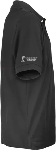 Vista 2 de Harley-Davidson Military - Polo deportivo negro de 3 botones para hombre, Overseas Tour Willie G, Negro, talla única