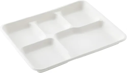 Vista 5 de Solo tapas: Pulp Tek tapas de 4.8 x 4.8 pulgadas para platos de bagazo de 3 compartimentos, 100 tapas de cúpula para platos llanos - Los platos se