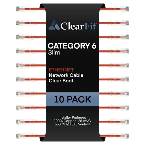 Vista 16 de UNC Group - Paquete de 10 cables de conexión Ethernet Cat6 28AWG de 1 pie, red, arranque transparente, Internet Cat 6, clasificación para centro