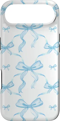 Vista 27 de Cintas y lazos estéticos de color azul claro para iPhone 16 en estuche de acuarela