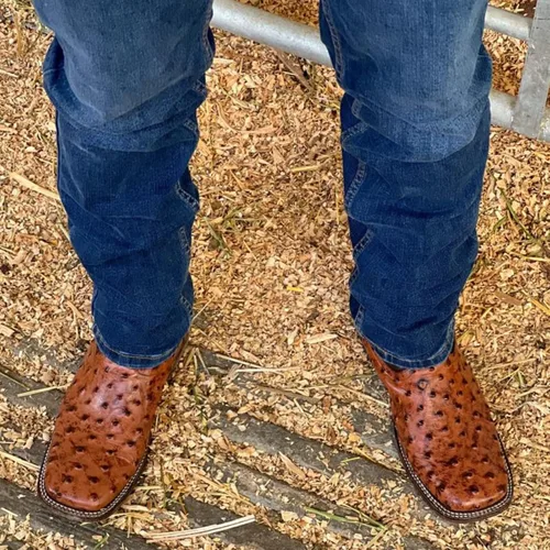Vista 5 de Joe Boots Western Boots Para Hombre Avestruz Print Cuero 701