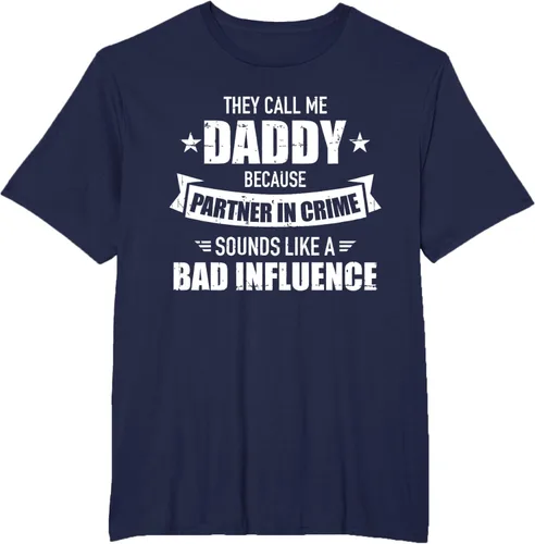 Vista 16 de Call me dad partner in crime bad influence camiseta divertida regalo papá, Negro, S