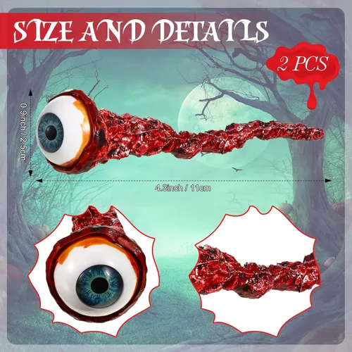 Vista 2 de Hanaive 2 piezas de globos oculares falsos rasgados accesorios de película hechos a mano de calidad realista ojos rasgados recuerdos de fiesta