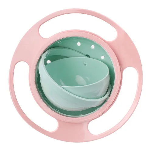 Vista 10 de ZTL Gyro Bowl 360 Dgree - Cuenco giroscópico resistente a derrames con tapa 3 piezas (azul+verde+rosa)