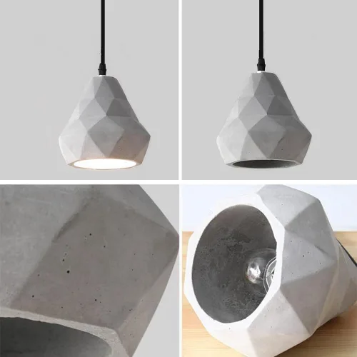 Vista 4 de Lámpara colgante de hormigón industrial para isla de cocina moderna Iluminación colgante de techo altura ajustable E27/E26 sockets araña